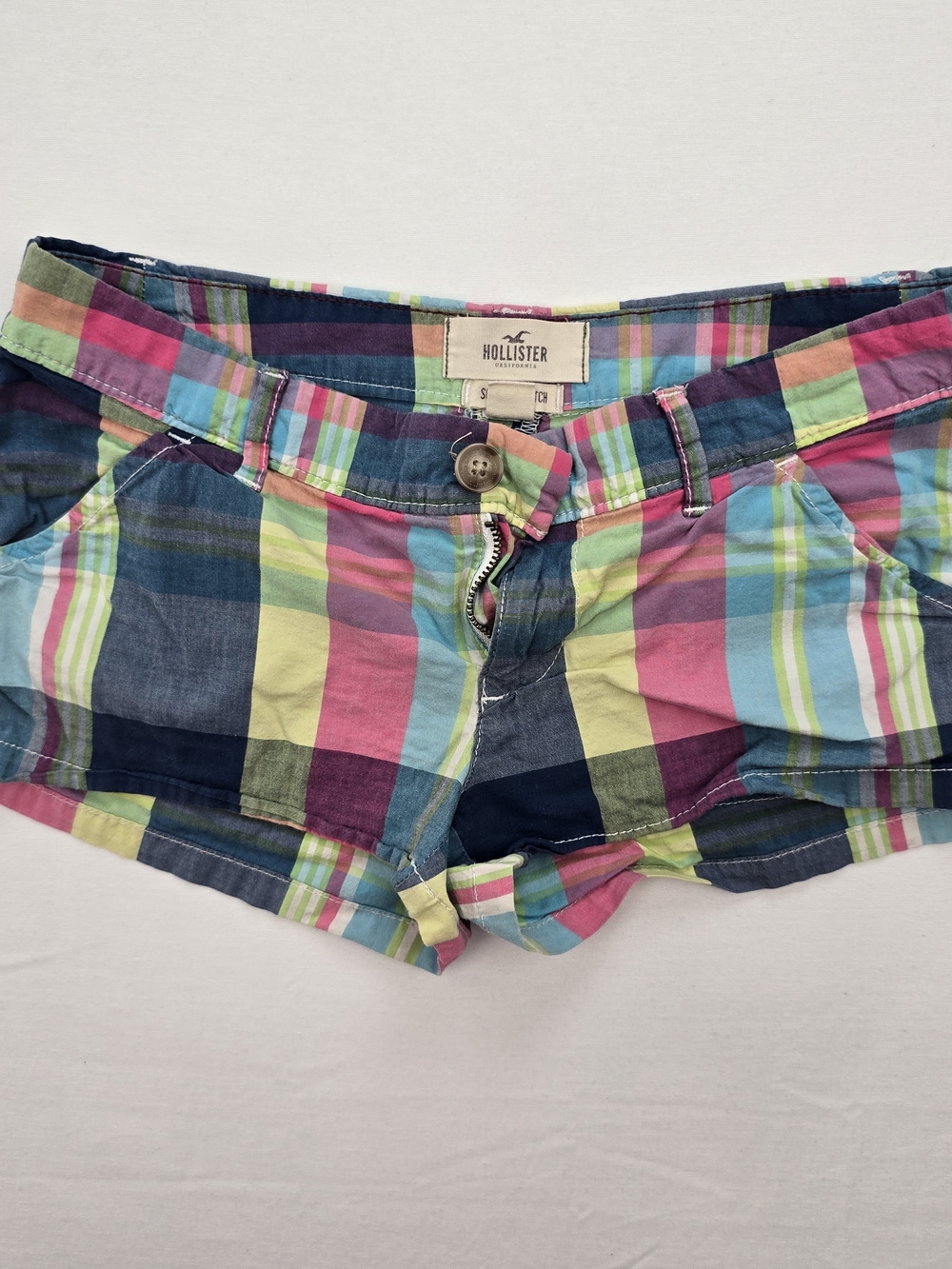 Hollister Plaid Cotton Women’s Shorts - Pink, Blue, Green, Yellow